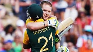 David Miller, JP Duminy's highest fifth-wicket partnership steer South Africa to 339/4 against Zimbabwe in ICC World Cup 2015 match